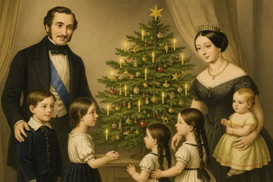 Královna Victorie, princ Albert s dětmi a vánočního stromečku