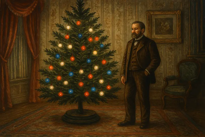 První vánoční stromek s elektrickými žárovkami