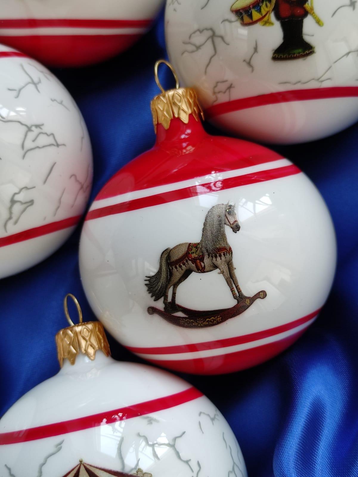 Sada vánočních koulí vintage EDWARD 12 ks