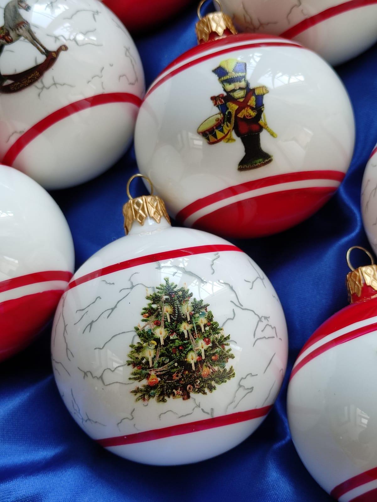 Sada vánočních koulí vintage EDWARD 12 ks