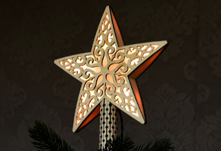 LED špice na stromek dřevěná hvězda - ATRIA (více variant)