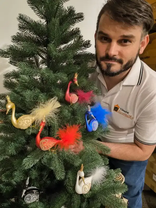 Sada skleněných vánočních labutí LABUTÍ LETKA 6 ks