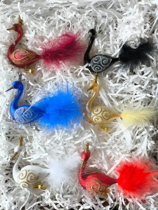 Sada skleněných vánočních labutí LABUTÍ LETKA 6 ks