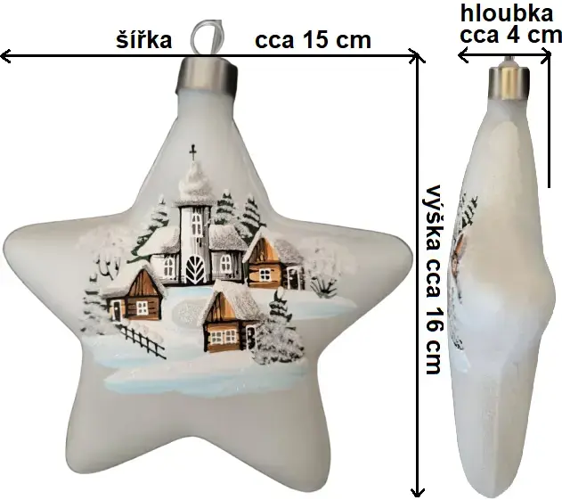Vánoční ozdoba LED svítící skleněná hvězda BÍLÁ VÍSKA