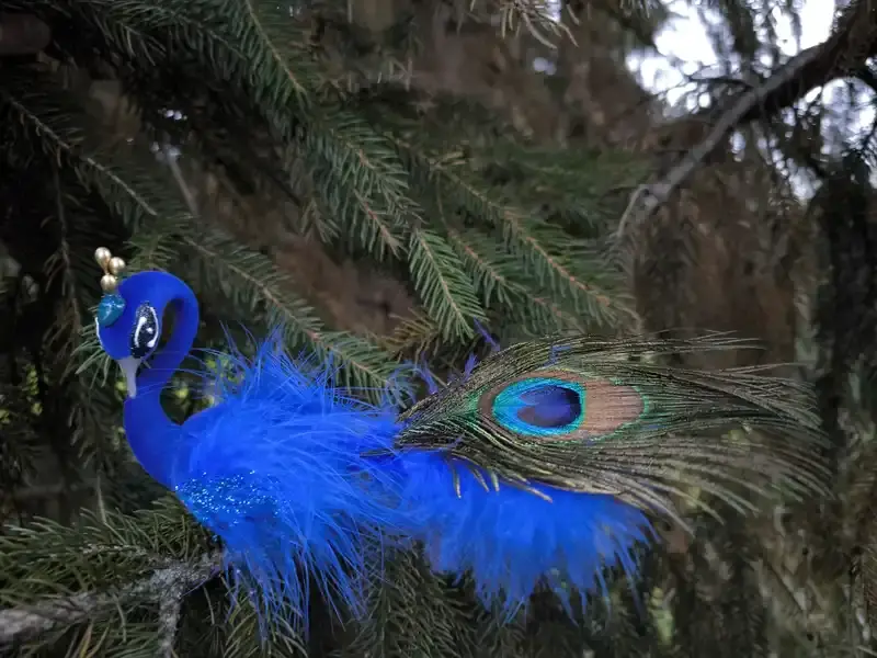 Vánoční skleněná ozdoba páv PRINC RADOVAN 1 ks