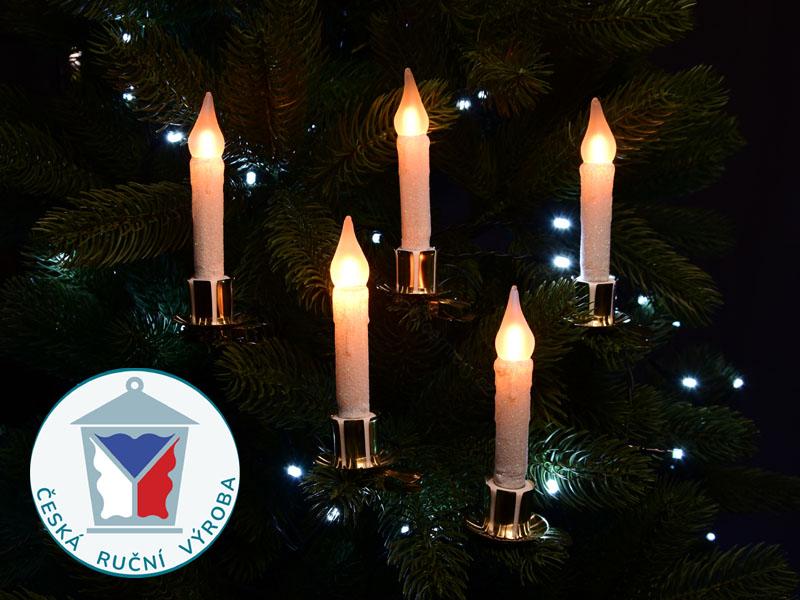 LED svíčky na skřipci – ZLATÉ – BÍLÉ