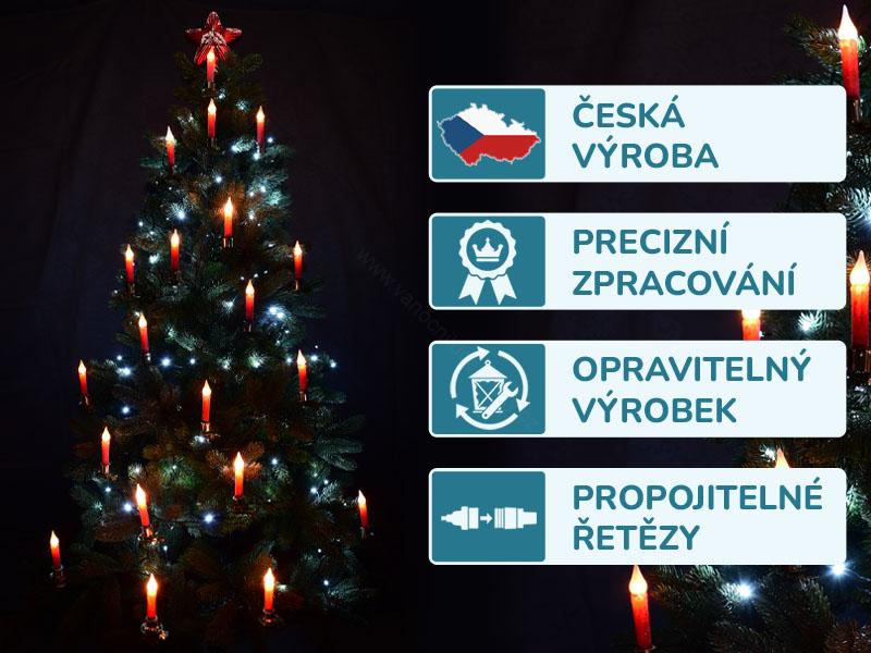 LED svíčky na skřipci – ZLATÉ – ČERVENÉ