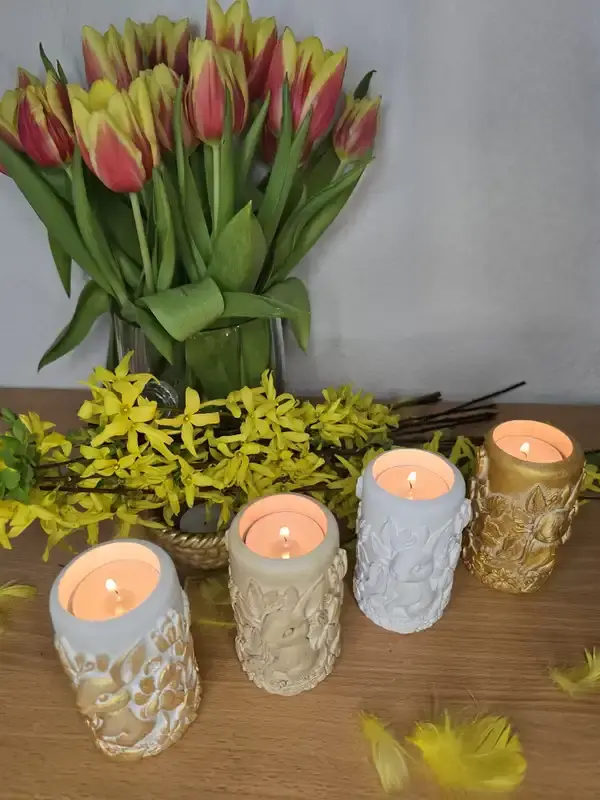 Velikonoční keramický svícen KRÁLÍČEK UŠÁČEK 1 ks (více barevných variant)