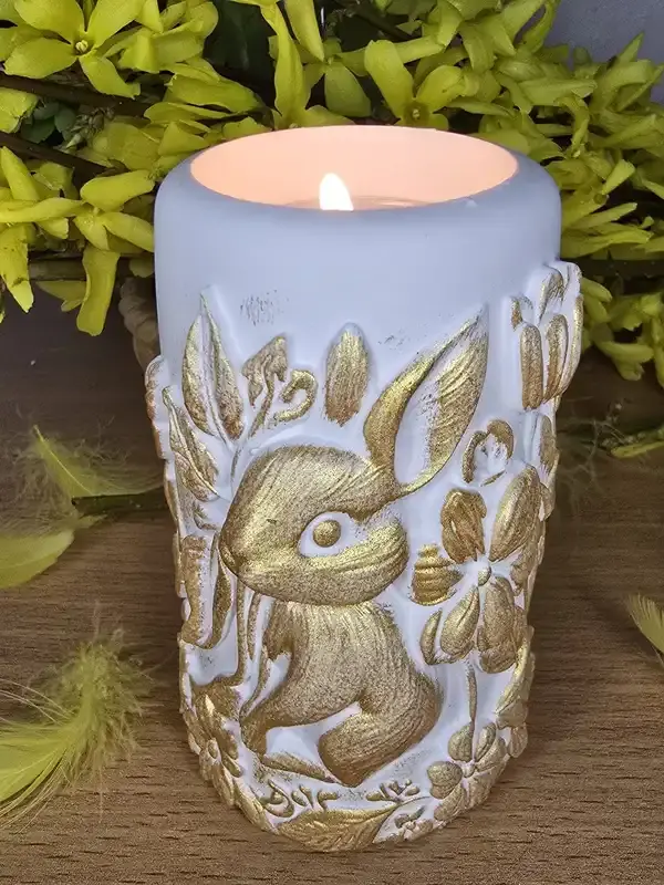 Velikonoční keramický svícen KRÁLÍČEK UŠÁČEK 1 ks (více barevných variant)