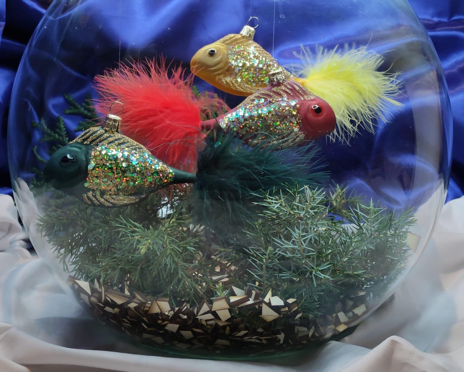 Vánoční ozdoba závojnatá ryba POLLY, 1 ks - ŽLUTÁ