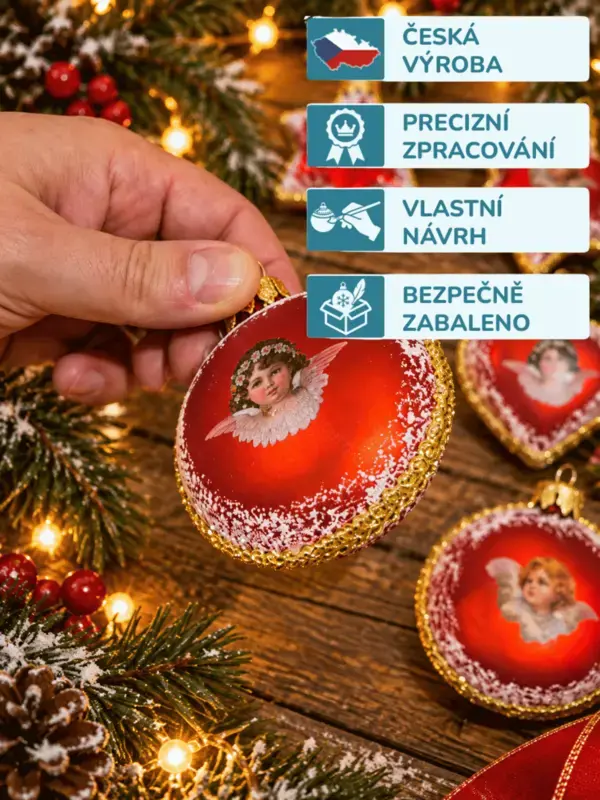 Sada vánočních ozdob SERAFÍN 6 ks - ČERVENÝ