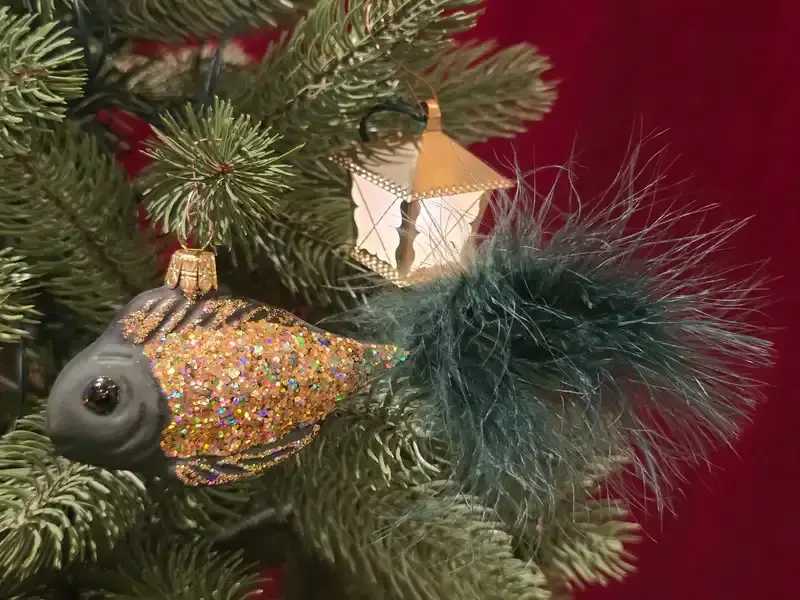 Vánoční ozdoba závojnatá ryba POLLY, 1 ks - ZELENÁ