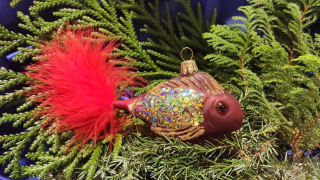 Vánoční ozdoba závojnatá ryba POLLY, 1 ks - ČERVENÁ