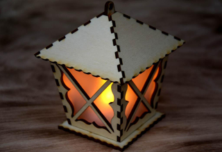 Vánoční dřevěná čajová lucerna BLUDIČKA 1 ks