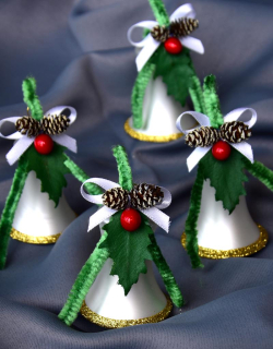 Sada vánočních zvonků BELLA - BÍLÁ 4 ks