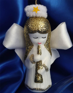 Vánoční figurka anděl ARELLA - BÍLÝ 1 ks