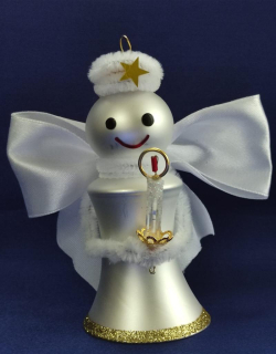 Vánoční figurka zvonící anděl DAREL - BÍLÝ 1 ks