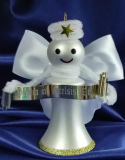 Vánoční figurka zvonící anděl GLORIA - BÍLÝ 1 ks