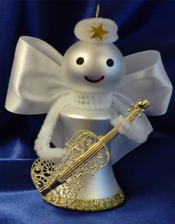 Vánoční figurka zvonící anděl URIEL - BÍLÝ 1 ks