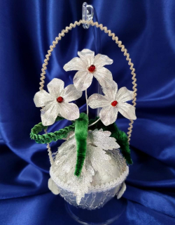 Vánoční košíček MARGARET 1 ks - BÍLÝ