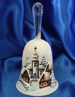 Vánoční skleněný zvonek s držadlem VÍSKA 1 ks  (více barevných variant)