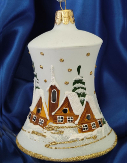 Vánoční velký skleněný zvonek CHLUM 1 ks (více barevných variant)