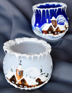 Vánoční skleněný svícen KALICH HŮRKA 10 cm, 1 ks (více barevných variant)