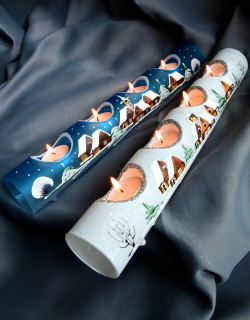 Vánoční skleněný svícen VÁLEC HŮRKA pro 4 svíčky, 1 ks (více barevných variant)