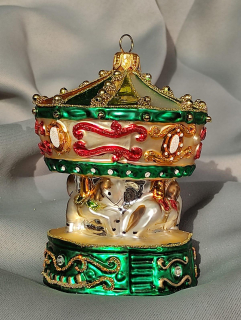 Vánoční ozdoba kolotoč KARUSEL ZELENÝ 1 ks