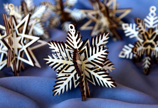 Sada vánočních dřevěných 3D ozdob VELA 6ks