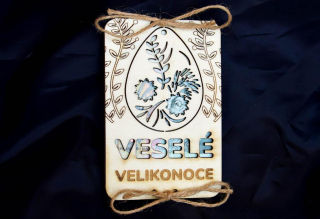 Velikonoční dřevěná karta na darování bankovek 1 ks - VESELÉ VELIKONOCE