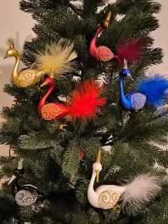 Sada skleněných vánočních labutí LABUTÍ LETKA 6 ks