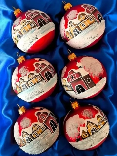 Sada vánočních koulí ČERVENÝ HRADEC 6 ks