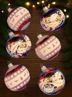 Sada vánočních koulí ALVA 6 ks