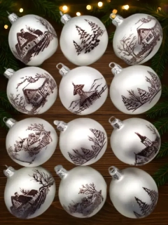 Sada vánočních koulí BÍLÁ LHOTA 12 ks