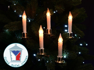 LED svíčky na skřipci – ZLATÉ – BÍLÉ