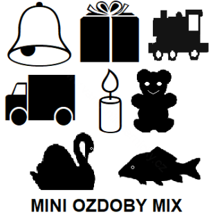 Vánoční mini ozdoba mix druhů a barev (cena A) 1 ks