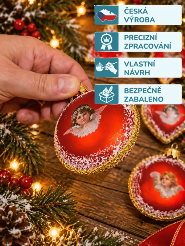 Sada vánočních ozdob SERAFÍN 6 ks - ČERVENÝ