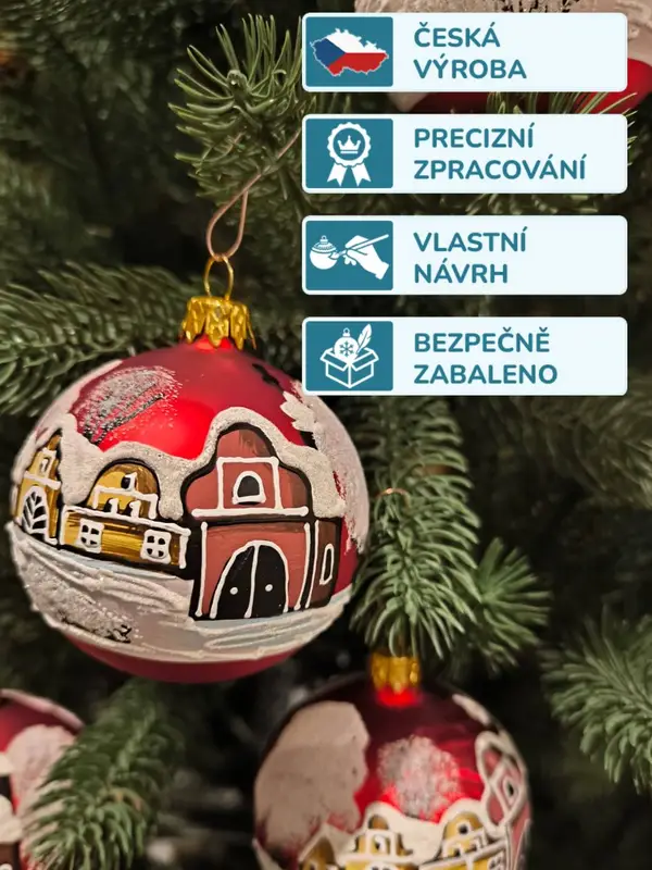 Vánoční koule ČERVENÝ HRADEC na stromečku